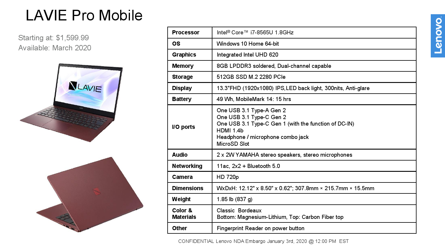 Lenovo Brings NEC PCs Back to USA: Super Light, Sub-2 lbs LaVie